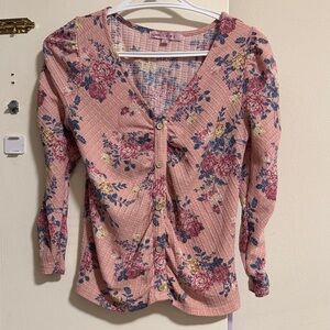 Crave Fame Pink Floral Knit Top